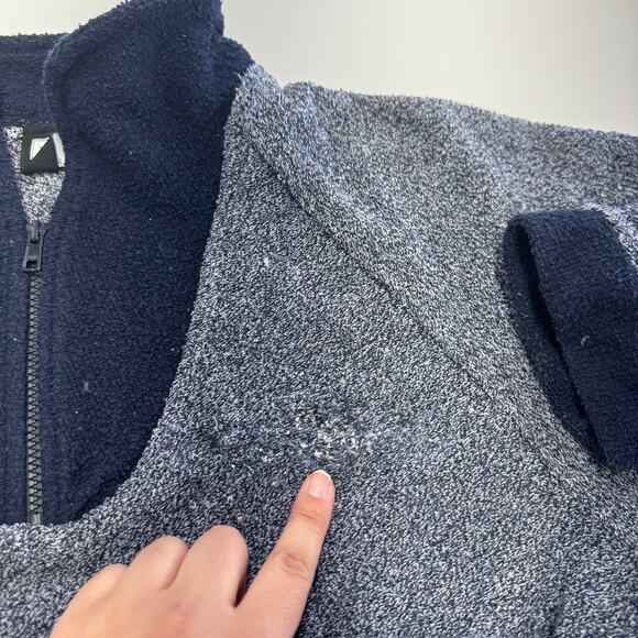 Woolly Threads Sweater Mens Medium Blue Marled 1/4 Zip Knit Pullover Cotton - Picture 8 of 8